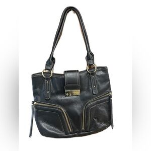 Franco Sarto Genuine Black Leather Shoulder Bag